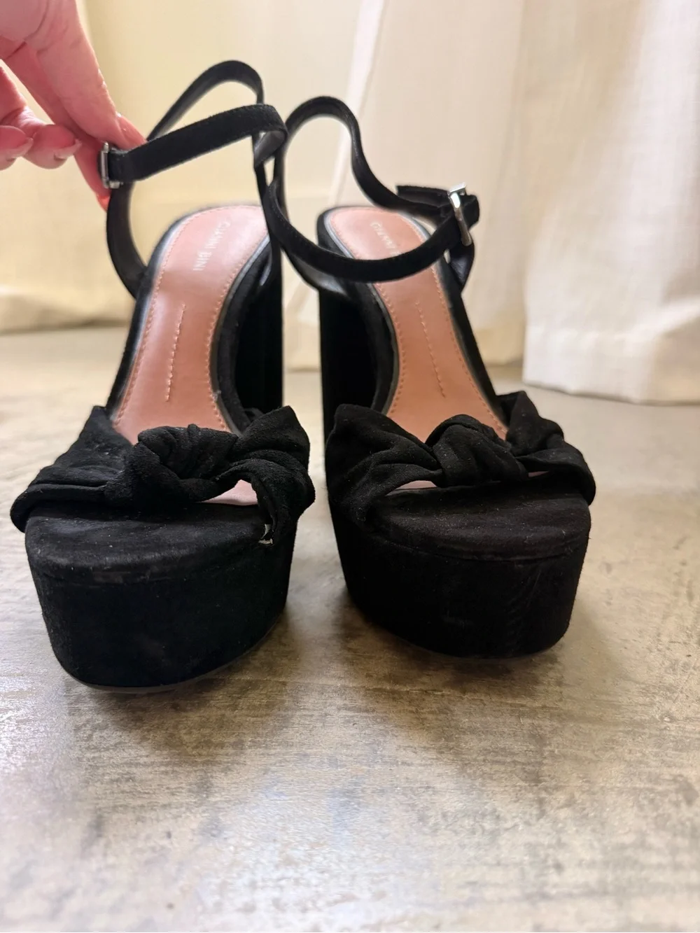 Gianni Bini - Black Suede Platform Block Heel Sandals - Women
